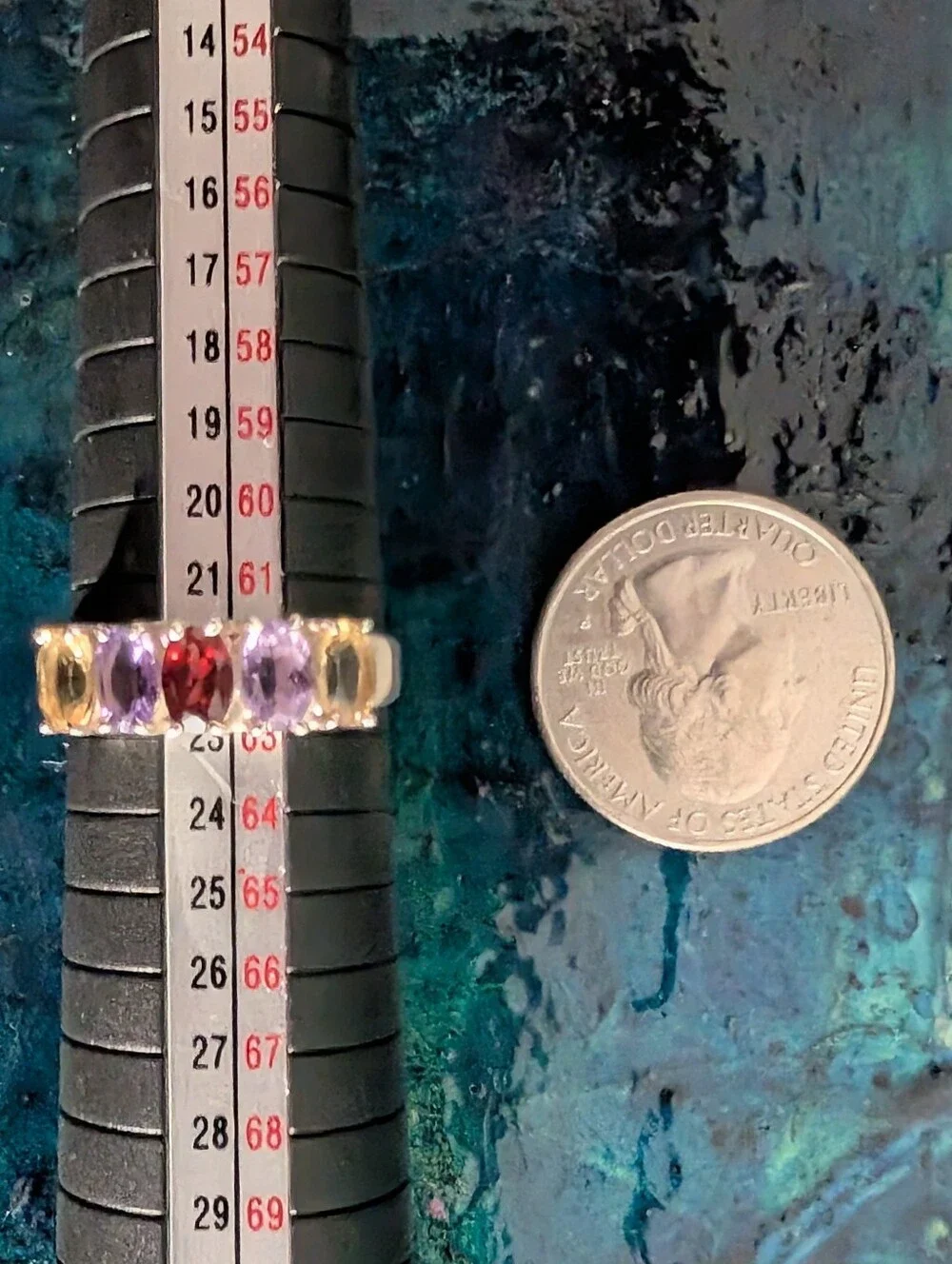 🆕 Multicolor Gemstone Band Ring Genuine Garnet Amethyst Citrine Sterling Silver
